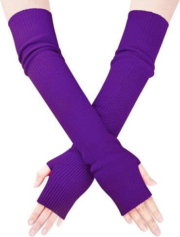 Joyingtwo Women's Arm Warmers Knitted Wool Blend Long Fingerless Gloves Gold Weather Glove with Thumb Hole in Saudi Arabia
