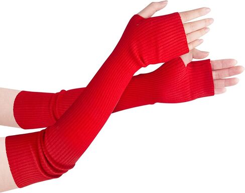 Joyingtwo Women's Arm Warmers Knitted Wool Blend Long Fingerless Gloves Gold Weather Glove with Thumb Hole in Saudi Arabia