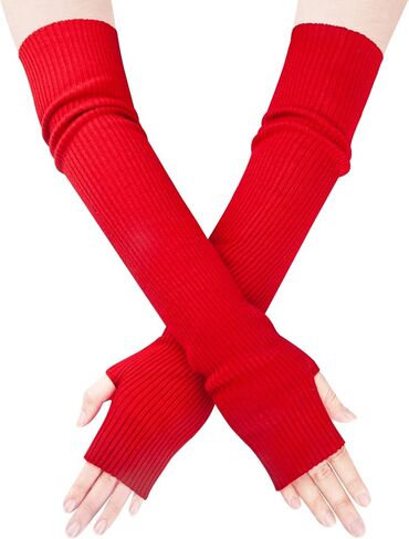 Joyingtwo Women's Arm Warmers Knitted Wool Blend Long Fingerless Gloves Gold Weather Glove with Thumb Hole in Saudi Arabia