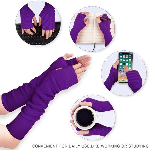 Joyingtwo Women's Arm Warmers Knitted Wool Blend Long Fingerless Gloves Gold Weather Glove with Thumb Hole in Saudi Arabia