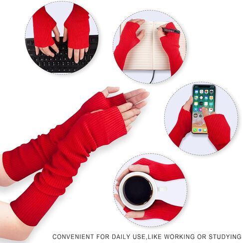 Joyingtwo Women's Arm Warmers Knitted Wool Blend Long Fingerless Gloves Gold Weather Glove with Thumb Hole in Saudi Arabia