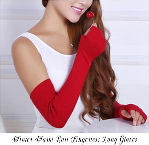 Joyingtwo Women's Arm Warmers Knitted Wool Blend Long Fingerless Gloves Gold Weather Glove with Thumb Hole in Saudi Arabia