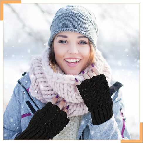 زوجان من قفازات تدفئة الذراع الطويلة محبوكة دافئة للشتاء قفازات محبوكة لتدفئة الذراع قفازات الإبهام للنساء جوارب عالية الفخذ فوق الركبة جوارب عالية الشتاء، أسود، M, أسود, M in Kuwait