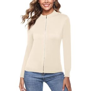 Totatuit Womens Long Sleeve Knitted Zip Up Sweater Cardigans Sweaters Lightweight Zipper Sweatshirts Jacket