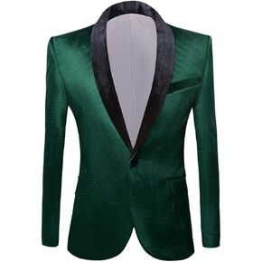 PYJTRL Mens Fashion Velvet Suit Jacket Slim Fit Blazers