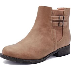 Veittes Women's Ankle Boots, Soft Design Chunky Heel Fashion Short Slip On Zipper Shoes.