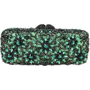 Boutique De FGG Bling Flower Crystal Clutch Evening Bags for Women Formal Party Rhinestone Handbags