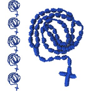 6Pcs/Set Handmade Knotted rosary with Cross Charm - Red rope rosary- necklace cord, Black thread rosary, Blue Handmade Rosary, Lightweight Catholic & Spiritual Prayer Necklace, 18 Inch Rope Rosary Gift for Girls Women Men in Kuwait