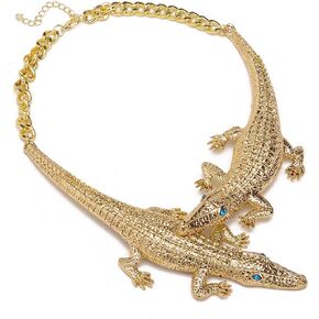 Fashion Silver/Gold/Rose Gold Adjustable Snake/Crocodile Alligator/Scorpion Chain Choker Collar Statement Bib Necklace/Jewelry Set for Women/Men/Teens