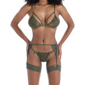 Sexy Lingerie for Women | Conjunto de Lenceria Sexy para Mujer | 3 Piece Lace Garter Lingerie Set