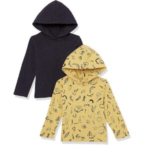 Amazon Essentials Boys and Toddlers' Lightweight Long-Sleeve Hooded T-Shirt, Pack of 2 in Kuwait