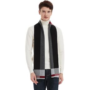 BMVMB Men Winter Cashmere Scarf Wool Soft Warm Knitted Plaid Scarves for Men