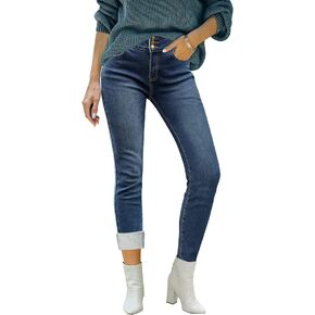 Utyful Womens Fleece Lined Jeans High Waisted Stretch Thermal Fleece Denim Jeggings Skinny Warm Leggings Lined Pants Winter