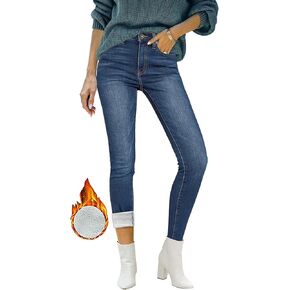 Utyful Womens Fleece Lined Jeans High Waisted Stretch Thermal Fleece Denim Jeggings Skinny Warm Leggings Lined Pants Winter