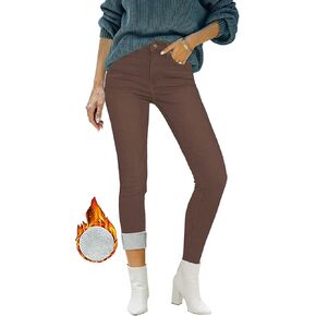 Utyful Womens Fleece Lined Jeans High Waisted Stretch Thermal Fleece Denim Jeggings Skinny Warm Leggings Lined Pants Winter in Kuwait