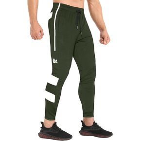 BROKIG Mens Strike White Workout Gym Athletic Jogger Pants Lightweight Running Sweatpants for Men with Pockets