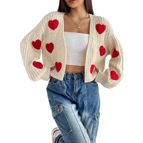 WDIRARA Women's Long Sleeve Button Front V Neck Casual Crop Cardigan Sweater