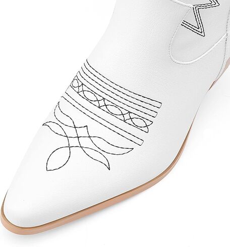 أحذية Perisis مطرزة بعجل غربي عالية كاوبوي لراعية البقر للنساء أحذية جلدية مريحة بمقدمة مدببة وكعب منخفض in Kuwait