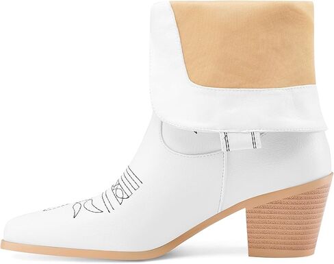 أحذية Perisis مطرزة بعجل غربي عالية كاوبوي لراعية البقر للنساء أحذية جلدية مريحة بمقدمة مدببة وكعب منخفض in Kuwait