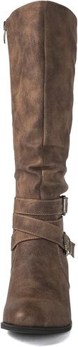 GLOBALWIN Women’s Knee High Cowboy Boots – Minimalist Western Round Toe Cowgirl Boots with Comfortable Block Heel, Plain Sleek Design, Tall Dress Boots for Women in Kuwait