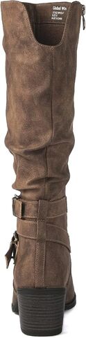 GLOBALWIN Women’s Knee High Cowboy Boots – Minimalist Western Round Toe Cowgirl Boots with Comfortable Block Heel, Plain Sleek Design, Tall Dress Boots for Women in Kuwait