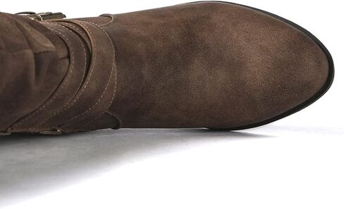 GLOBALWIN Women’s Knee High Cowboy Boots – Minimalist Western Round Toe Cowgirl Boots with Comfortable Block Heel, Plain Sleek Design, Tall Dress Boots for Women in Kuwait