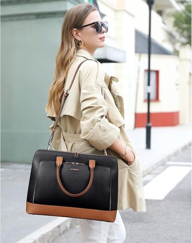 CLUCI Leather Briefcase for Women 15.6 Inch Laptop Business Computer Ladies Stylish Work Handbags Shoulder Bag in Kuwait