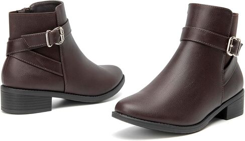 أحذية RELLSA النسائية الكلاسيكية للكاحل بكعب منخفض وحزام بإبزيم أحذية نسائية أنيقة بمقدمة مستديرة in Kuwait