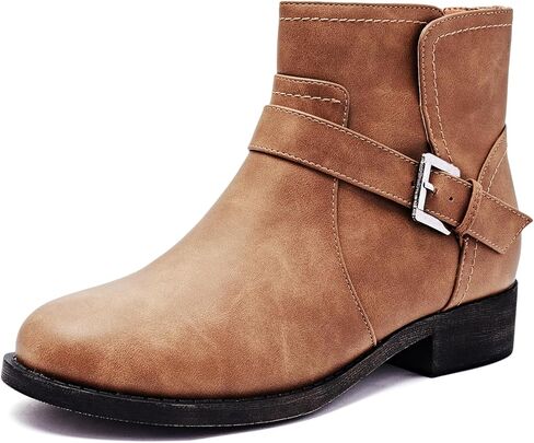Veittes Women's Ankle Boots, Soft Design Chunky Heel Fashion Short Slip On Zipper Shoes. in Kuwait