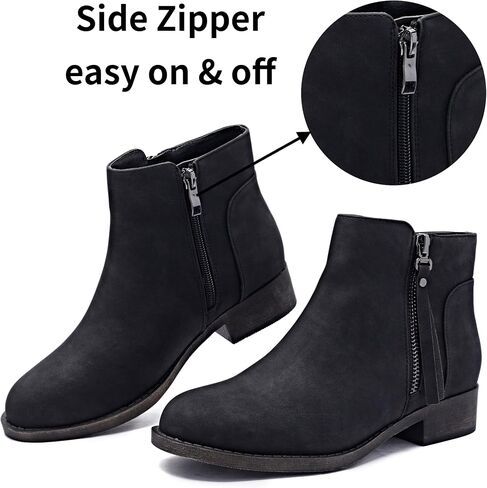 Veittes Women's Ankle Boots, Soft Design Chunky Heel Fashion Short Slip On Zipper Shoes. in Saudi Arabia