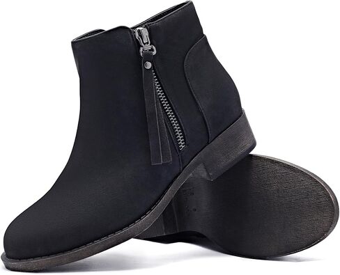Veittes Women's Ankle Boots, Soft Design Chunky Heel Fashion Short Slip On Zipper Shoes. in Saudi Arabia