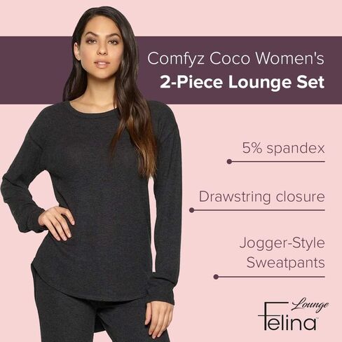 Felina | Comfyz Coco Women's 2-Piece Lounge Set | Brushed Jersey LS Top & Jogger in Saudi Arabia