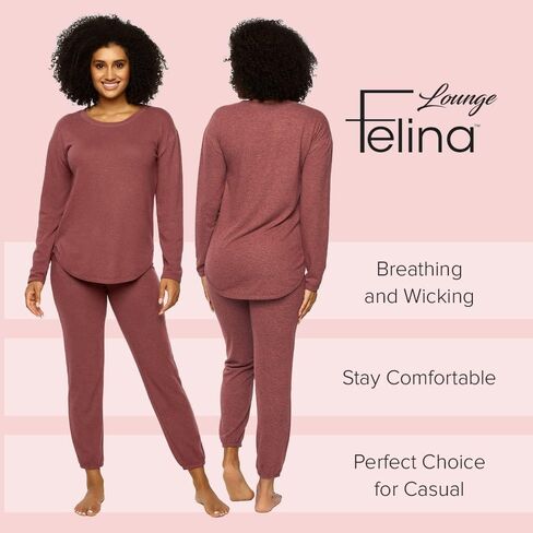 Felina | Comfyz Coco Women's 2-Piece Lounge Set | Brushed Jersey LS Top & Jogger in Saudi Arabia
