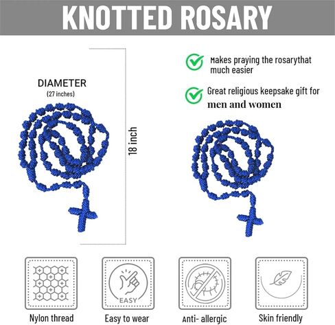 6Pcs/Set Handmade Knotted rosary with Cross Charm - Red rope rosary- necklace cord, Black thread rosary, Blue Handmade Rosary, Lightweight Catholic & Spiritual Prayer Necklace, 18 Inch Rope Rosary Gift for Girls Women Men in Kuwait