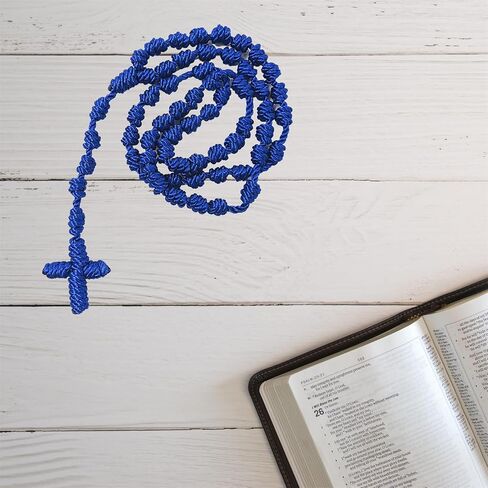 6Pcs/Set Handmade Knotted rosary with Cross Charm - Red rope rosary- necklace cord, Black thread rosary, Blue Handmade Rosary, Lightweight Catholic & Spiritual Prayer Necklace, 18 Inch Rope Rosary Gift for Girls Women Men in Kuwait