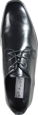 Bravo! Men Dress Shoe King Classic Lace Up Oxford Plain or Cap Toe or Wingtip with Leather Sock Medium and Wide Width Black Brown Cognac Blue Purple Red in Kuwait