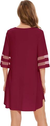 WiWi Bamboo Viscose Nightgowns for Women Half Sleeves Sleep Shirt Soft V-neck Sleepwear Loose Comfy Nightshirts S-XXL in Saudi Arabia