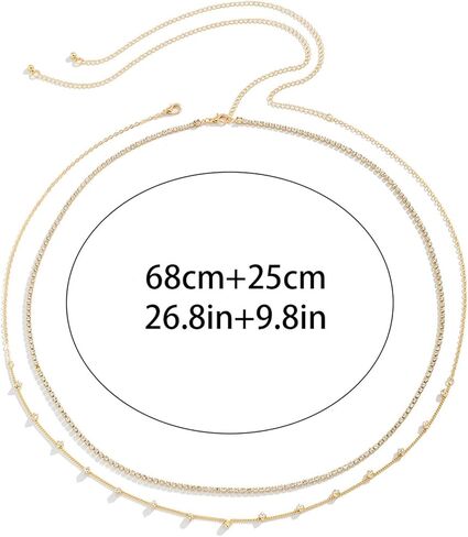 Summer Rhinestone Multilayer Waist Chain Beach Bikini Bead Belly Waist Chain Sequin Waist Belly Chain Beaded Body Chain for Women Girls in Kuwait