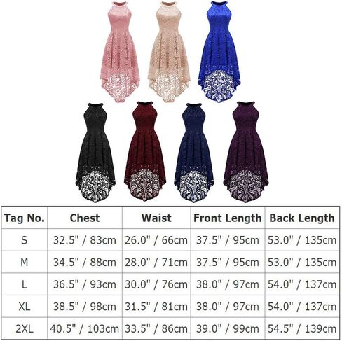 Women Vintage Halter Neck Floral Lace Hi-Lo Backless Bridesmaid Dress A-Line Short Prom Retro Cocktail Formal Swing Dress in Kuwait