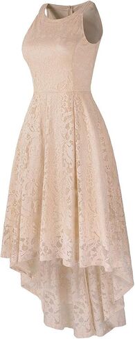 Women Vintage Halter Neck Floral Lace Hi-Lo Backless Bridesmaid Dress A-Line Short Prom Retro Cocktail Formal Swing Dress in Kuwait