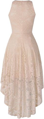 Women Vintage Halter Neck Floral Lace Hi-Lo Backless Bridesmaid Dress A-Line Short Prom Retro Cocktail Formal Swing Dress in Kuwait