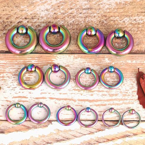 Oyaface 2 PCS 316 Stainless Steel Piercing Hoop Captive Bead Rings Tragus Ear Tunnels Hanger Weight Gauges Body Jewelry 12G-00G in Saudi Arabia