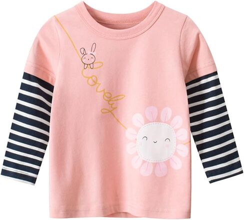 تي شيرتات NautySaurs للفتيات بأكمام طويلة مكونة من 3 قمصان قطنية بأكمام طويلة للأطفال الصغار برسوم جرافيك in Kuwait