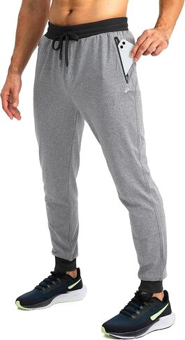 Pudolla الرجال الصوف الركض السراويل الناعمة الدافئة Sweatpants للرجال الشتاء رياضية تجريب الصالة الرياضية بنطال رياضي مع جيوب سستة in Kuwait