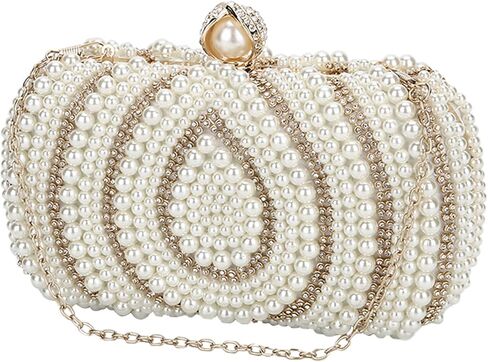 UBORSE Pearl Beaded Clutch Purses for Women Evening Handbags Formal Crystal Bridal Wedding Purse Prom Cocktail Party Bags in Kuwait