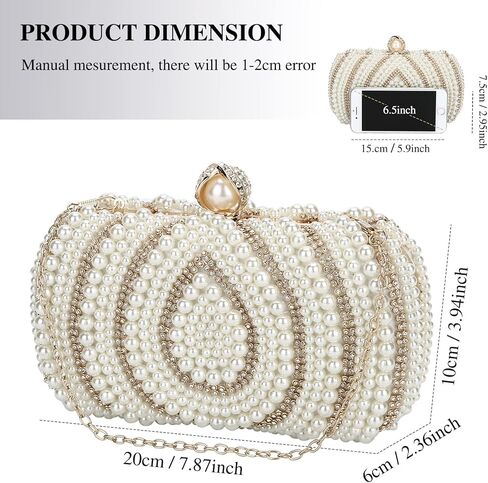 UBORSE Pearl Beaded Clutch Purses for Women Evening Handbags Formal Crystal Bridal Wedding Purse Prom Cocktail Party Bags in Kuwait