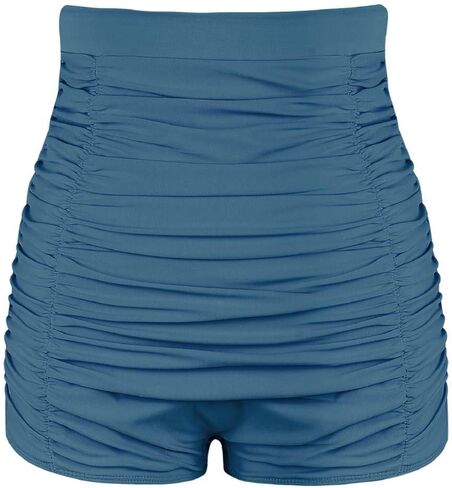Firpearl Women's High Waisted Bikini Bottom 50s Ruched Boyleg Swim Shorts Swimsuit Bottom in Kuwait