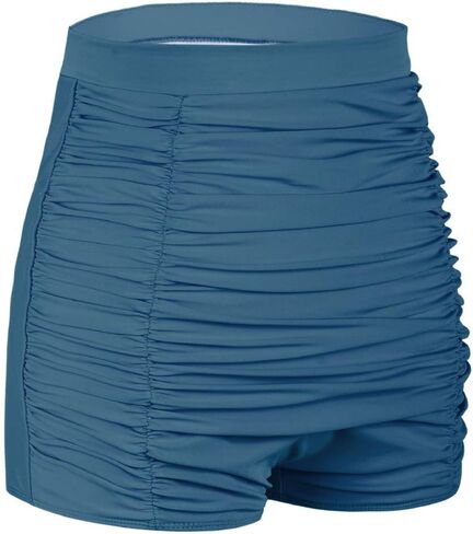 Firpearl Women's High Waisted Bikini Bottom 50s Ruched Boyleg Swim Shorts Swimsuit Bottom in Kuwait