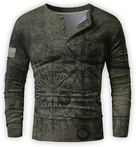 Men's Henley Shirts，Long Sleeve Shirts Fashion，Men's Basic Fit Shirts Polo in Kuwait