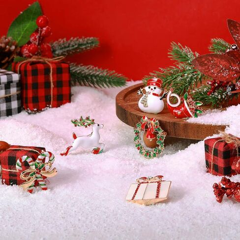 Hicarer 9 Pieces Christmas Brooch Pins Set with Rhinestone for Women, Crystal Cute Enamel Pins Snowman Bells Christmas Trees Jewelry Pins for Xmas Decorations in Saudi Arabia